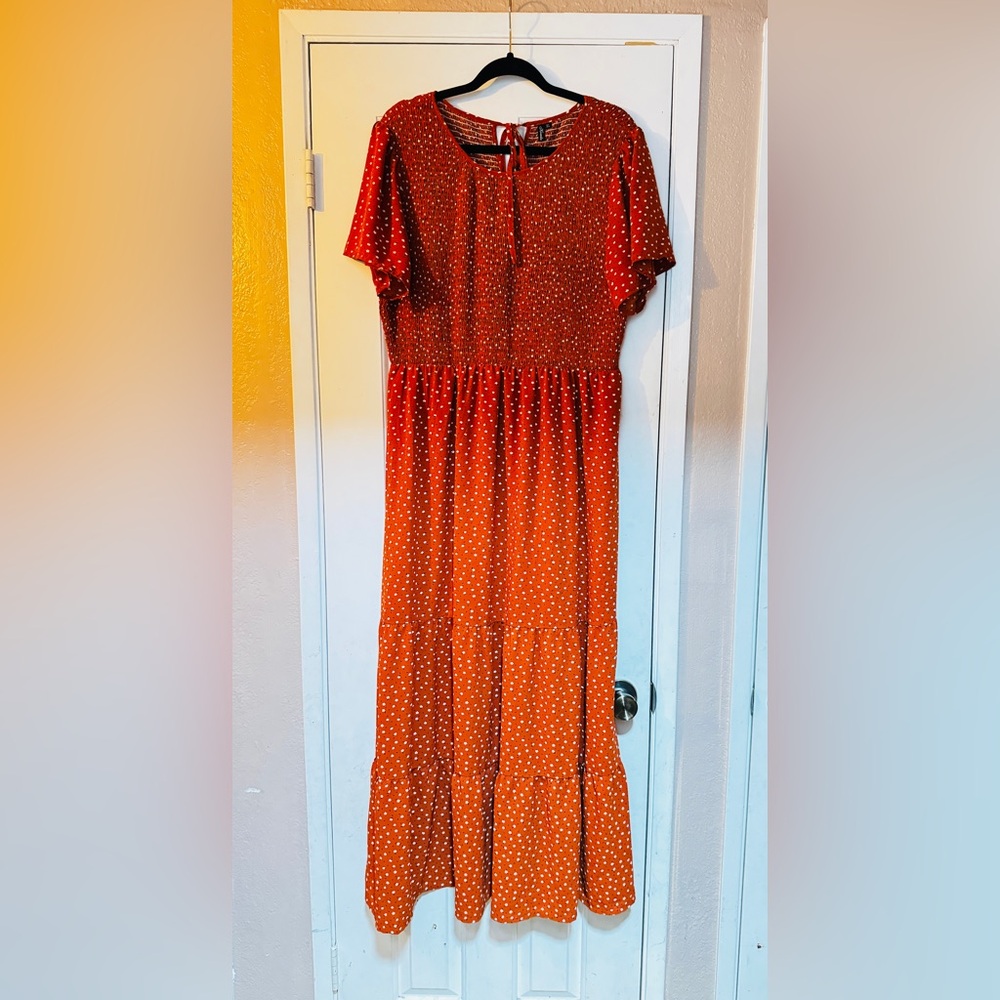 Charming rust, orange floral dress Dress